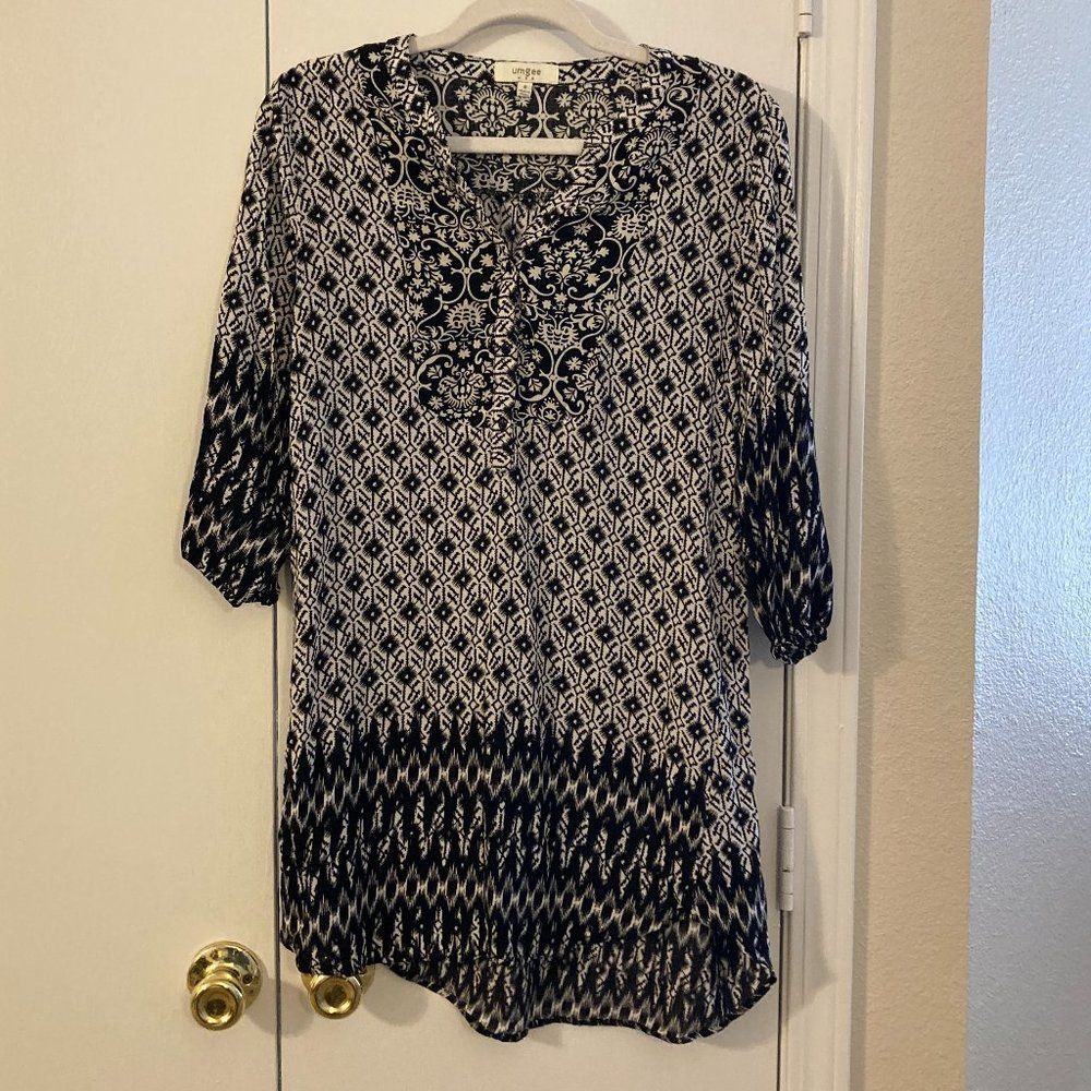 Umgee Top Pullover Hi Lo Sheer Top M